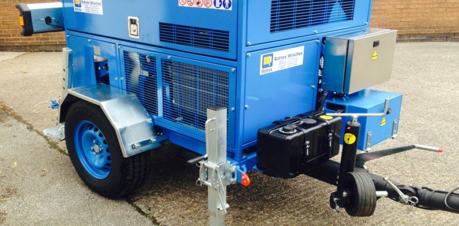 Trailer mounted winch in Rotrex car park