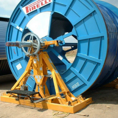 Large blue cable drum