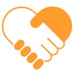 Orange graphic of a handshake
